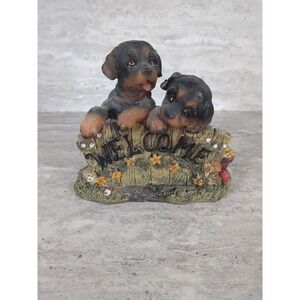 Dog‎ Figurine Welcome Sign, Small, Puppies